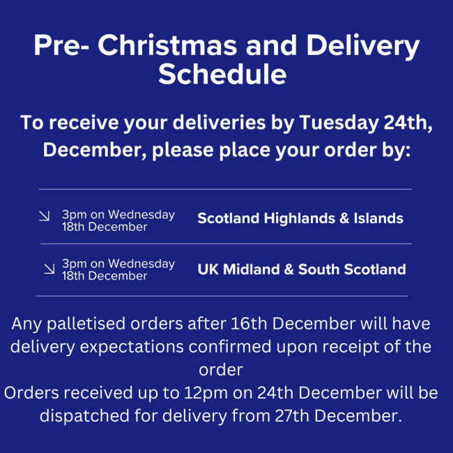 Christmas Delivery Schedule